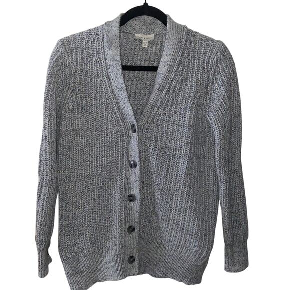 Lucky Brand Sweaters - Lucky Brand Womens XS Boyfriend Cardigan Gray Cotton Knit Button Sweater